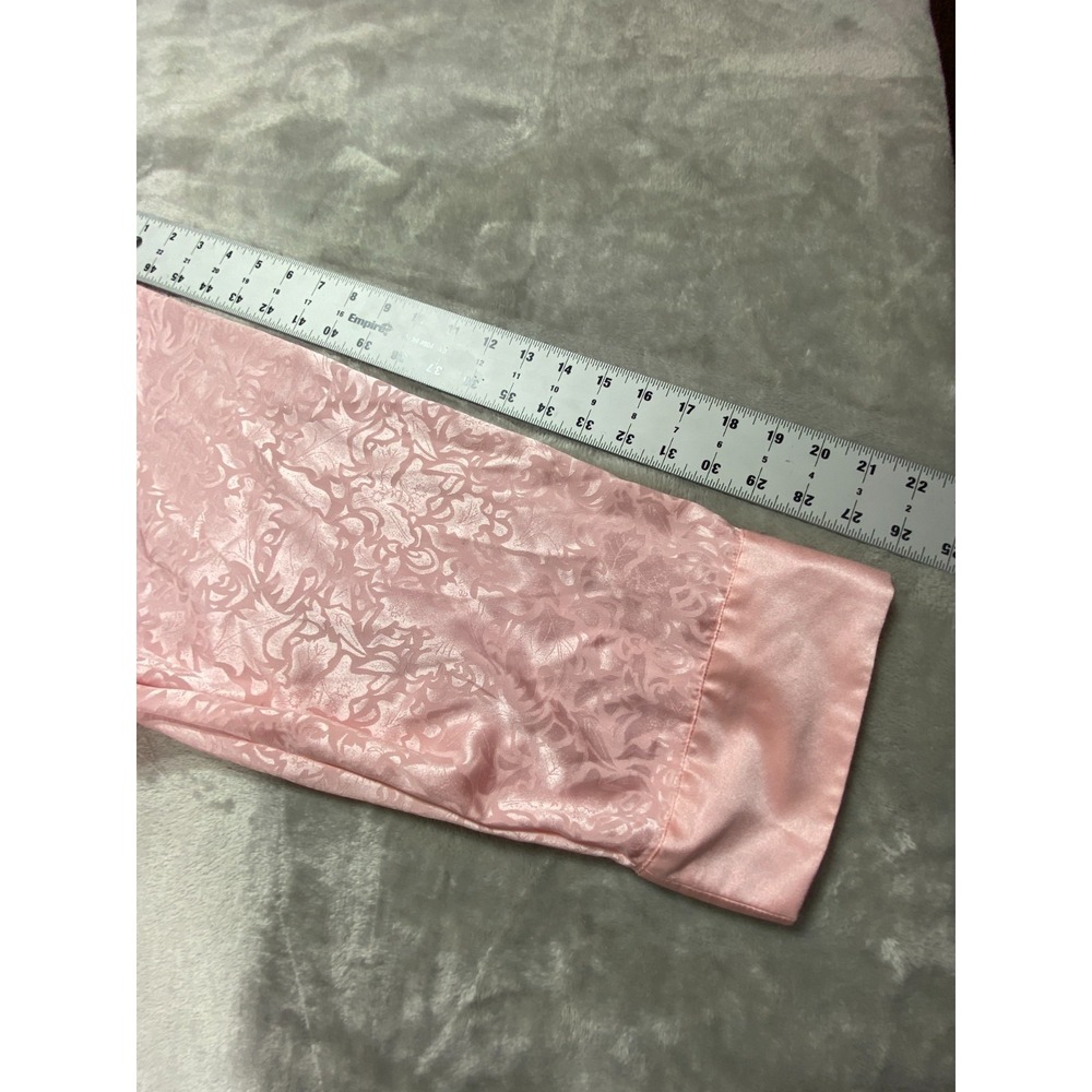 Vintage Victoria's Secret Robe Womens M Pink Jacquard Floral Satin Waist Belt - Picture 7 of 9
